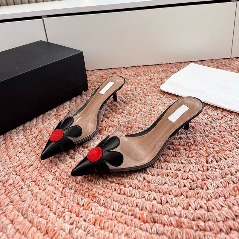 Casual Sandal Leather - Echt leer Franse hartvormige transparante pantoffels